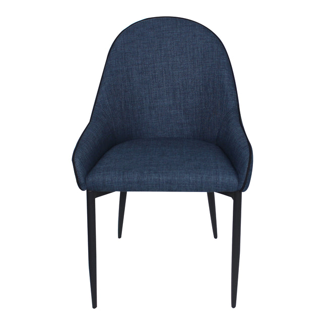Dining Chair, Modern Polyester Upholstery with Metal Legs, Blue - Set of 2