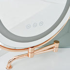 Corner Makeup Vanity Desk With Mirror & LED Lights, Modern Vanity Set With Mirror And Stool, Dressing Table With Large Storage For Small Place, Brightness Adjustable Folding Mirror, White - Eloy Royal