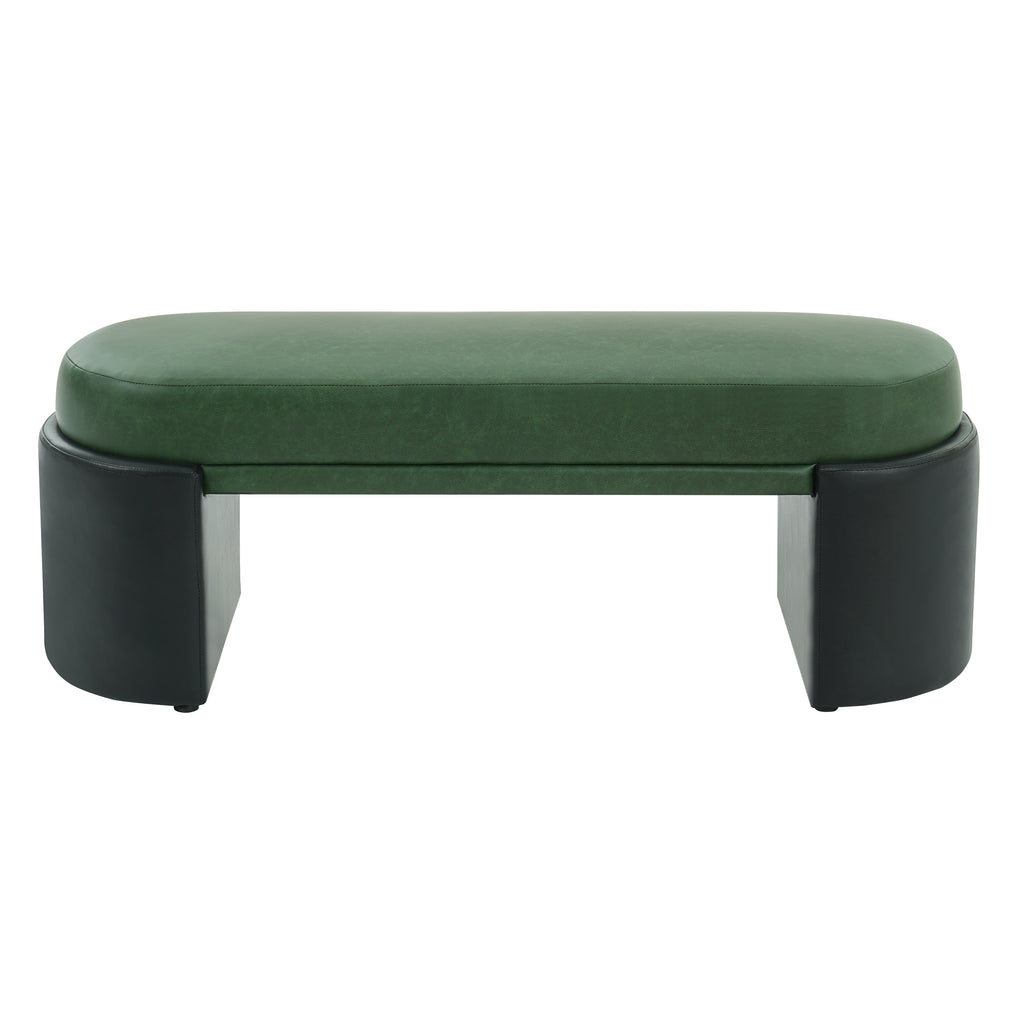 Modern Green & Black PU Upholstered Dining Bench with Rubber & Plywood Frame, 48.03' L, 250 lbs Capacity