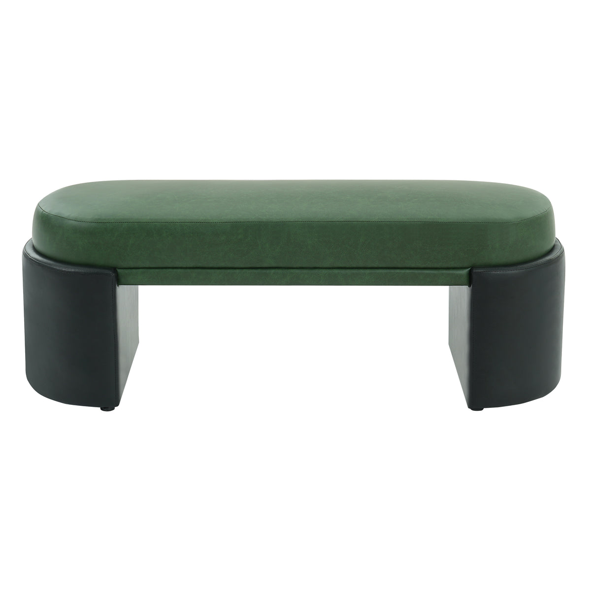 Modern Green & Black PU Upholstered Dining Bench with Rubber & Plywood Frame, 48.03' L, 250 lbs Capacity