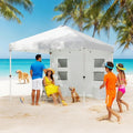 10x 10 ft party tent w/ Sidewall with  Height Adjustable Instant Sun Shelter w/ Storage Pockets, White