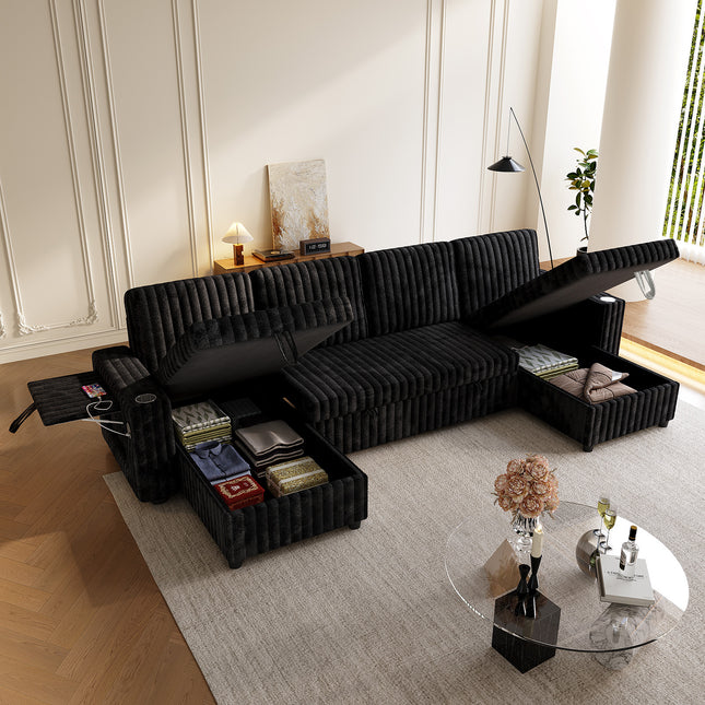 U Shaped Sleeper Sofa with Overisze - 2 in 1 Pull Out