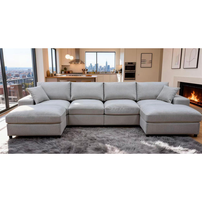 Sectional with Two Ottomans and Toss Pillows