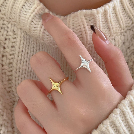 Simple 925 Sterling Silver Star Ring Personality