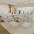 118.2' Cloud Sofa,Corduroy Fabric,Deep Seat Couches,Double-layer design,Removable Cushion,No Assembly, DIY Combination for Living room, Bedroom,Conference room ,Apartment,White
