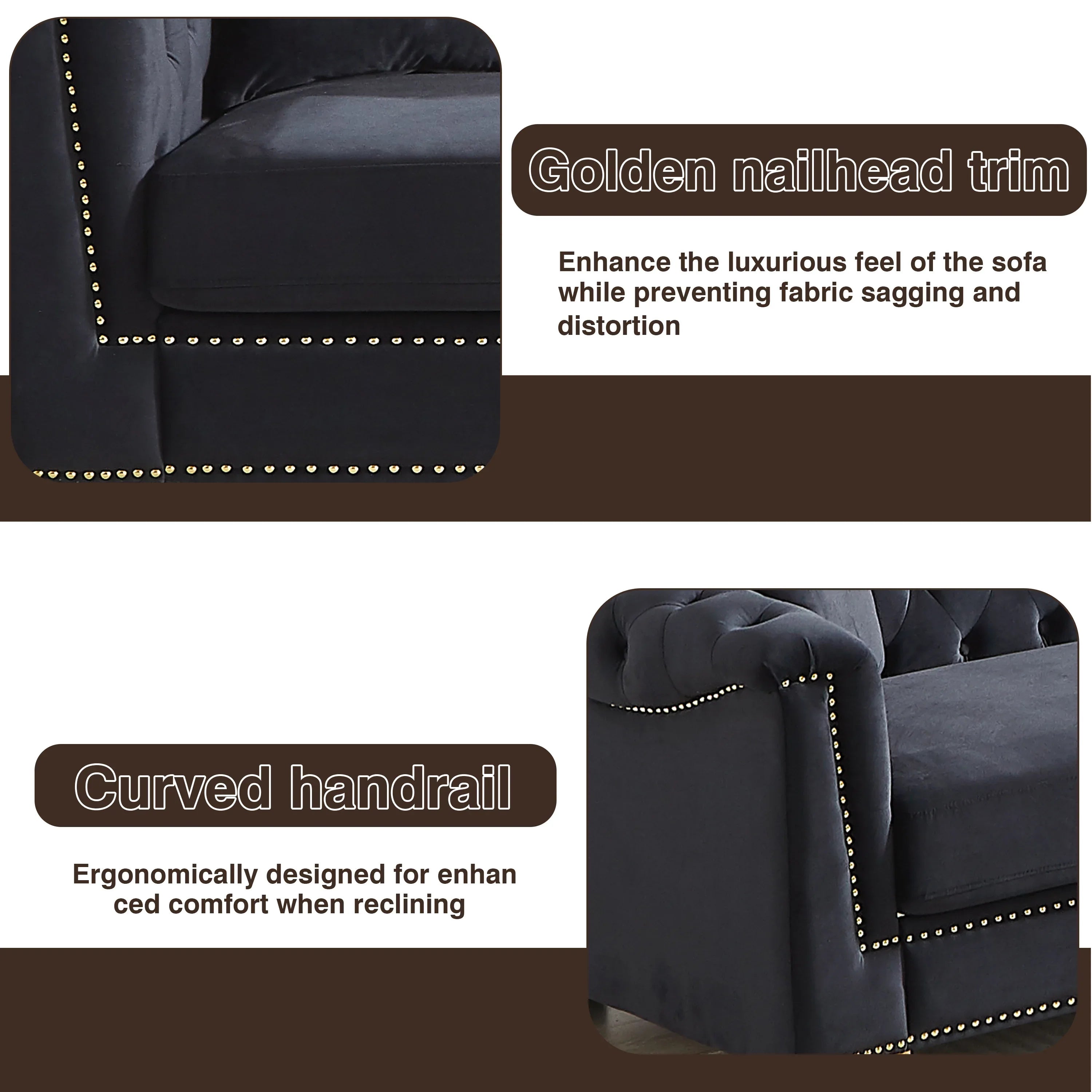 {Video] Classic Modern Style Sofa, 62-inch Chesterfield Classic Rolled Arm Tucked-in Nailhead Decor Cloud Two-Seater Velvet Sofa, Luxury Double Sofa Suitable for Living Room, Bedroom, Apartment, - Eloy Royal