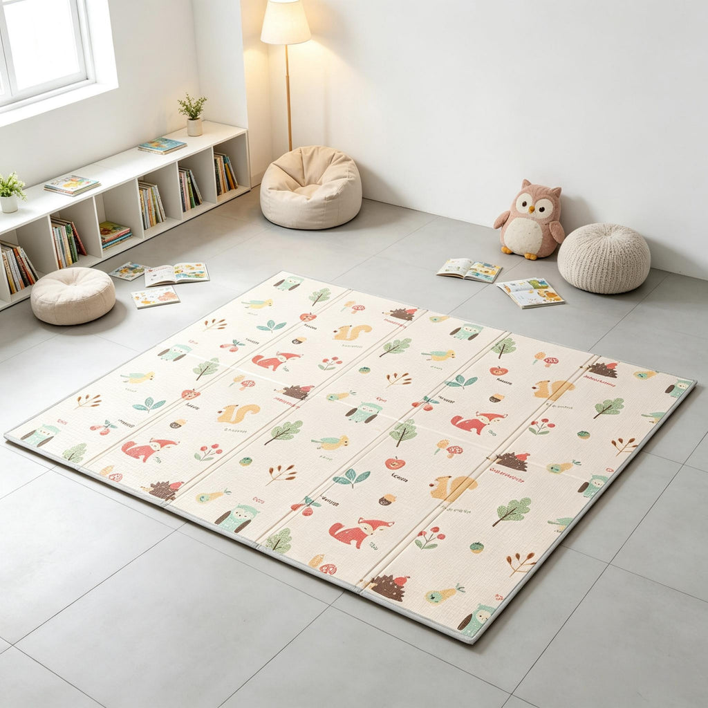 Interactive Floor Mat,Reversible Baby Play Mat,Foldable Play Mat,Lightweight Reversible Play Surface Mat