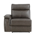 Power Left Side Reclining Chair with Headrest USB Port Leather Dark brown
