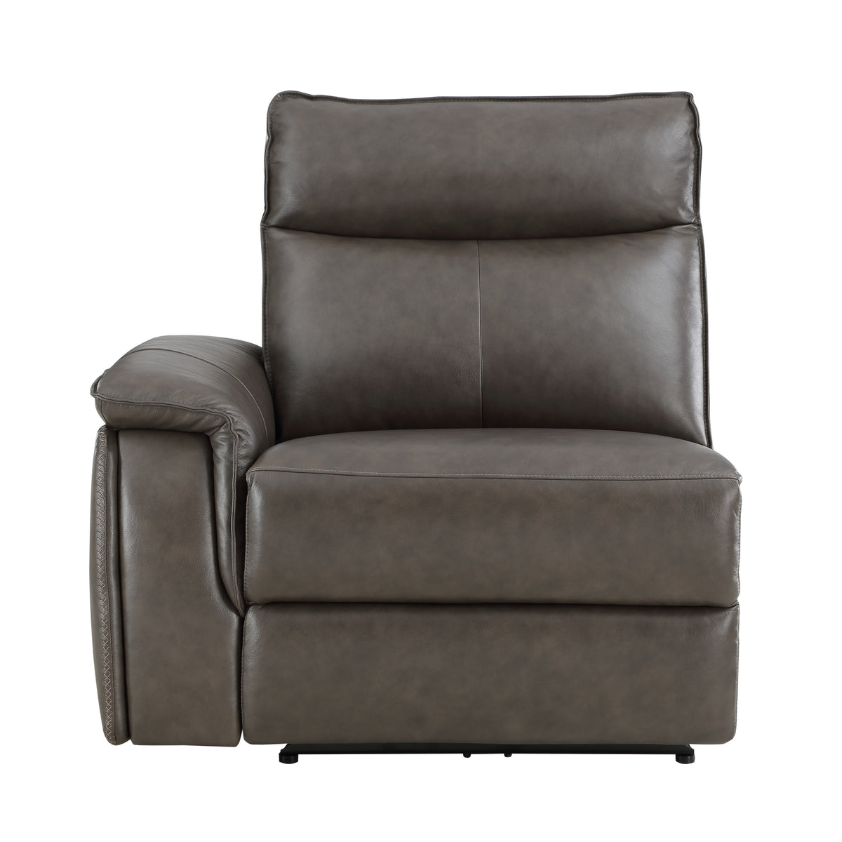 Power Left Side Reclining Chair with Headrest USB Port Leather Dark brown