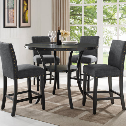Biony Gray Fabric Counter Height Stools with Nailhead Trim, Set of 2