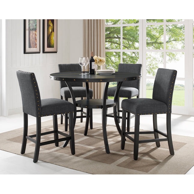 Biony Gray Fabric Counter Height Stools with Nailhead Trim, Set of 2