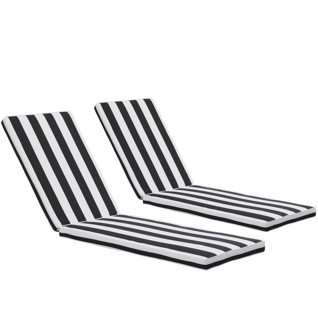 2PCS Set Outdoor Lounge Chair Cushion Replacement Patio Funiture Seat Cushion Chaise Lounge Cushion-Black/White