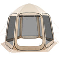 Screen House Tent, 10 x 9.2 ft, 4-8 Person Pop Up Screen Tent, Portable Screened in Canopy with Carry Bag, Netting Sides, Ground Stakes, for Garden, Patio, Backyard, Outdoor Activities, Beige