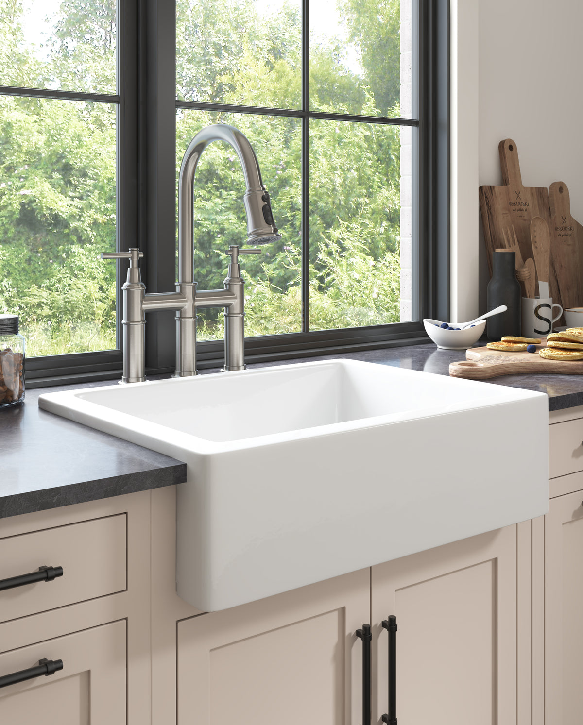 24'L x 19' W Farmhouse/Apron Front White Ceramic Kitchen Sink