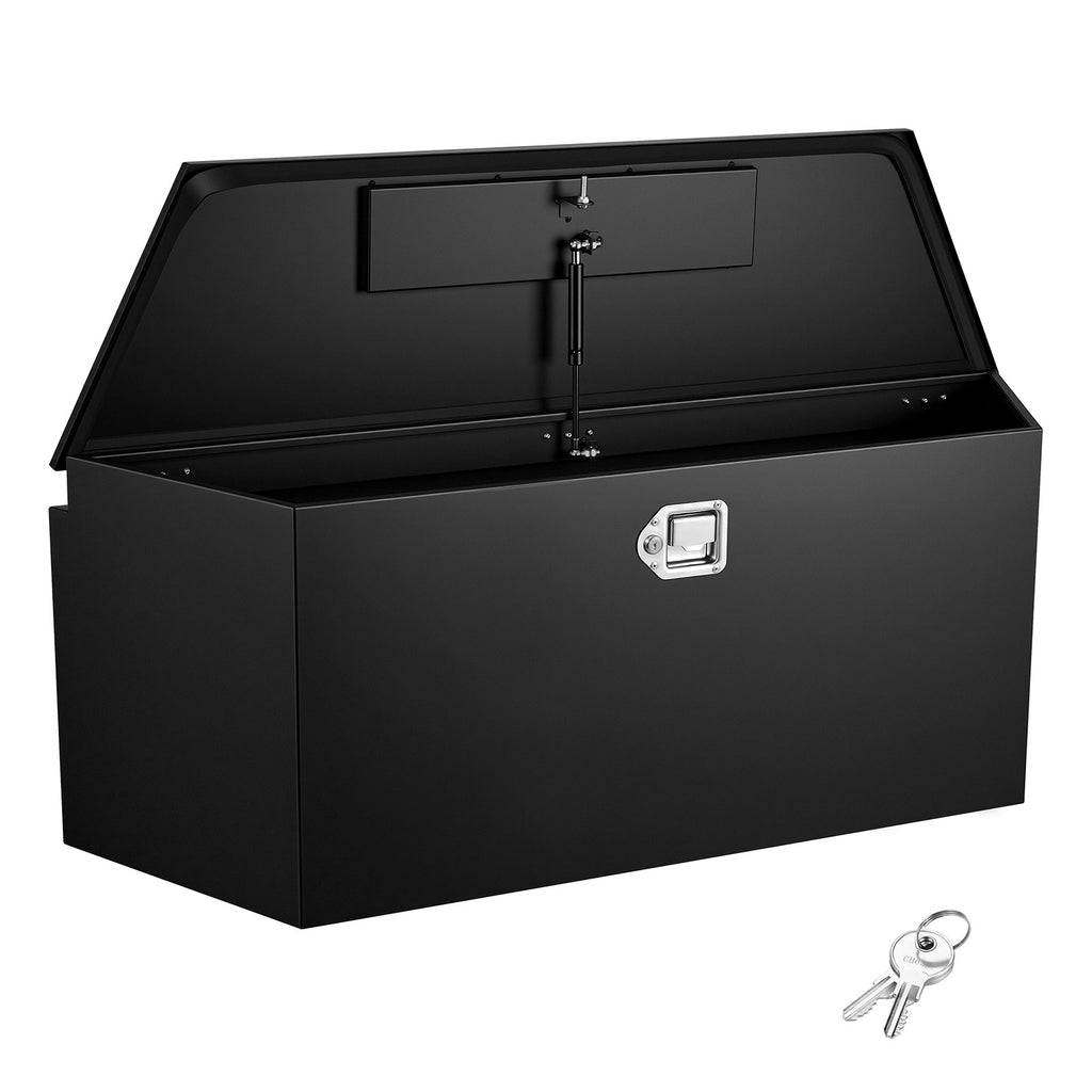 Trailer Tongue Box, 49' x 13.9' x 18.5' Steel Trailer Tongue Tool Box, Heavy Duty Storage Organizer with Lock and Keys, Utility Tool Chest for Pickup Truck Bed, RV, SUV, Off-Road Vehicle, Black