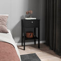 Nightstand, 1 Drawer, 1 Shelf, 4 Legs, Black Wengue