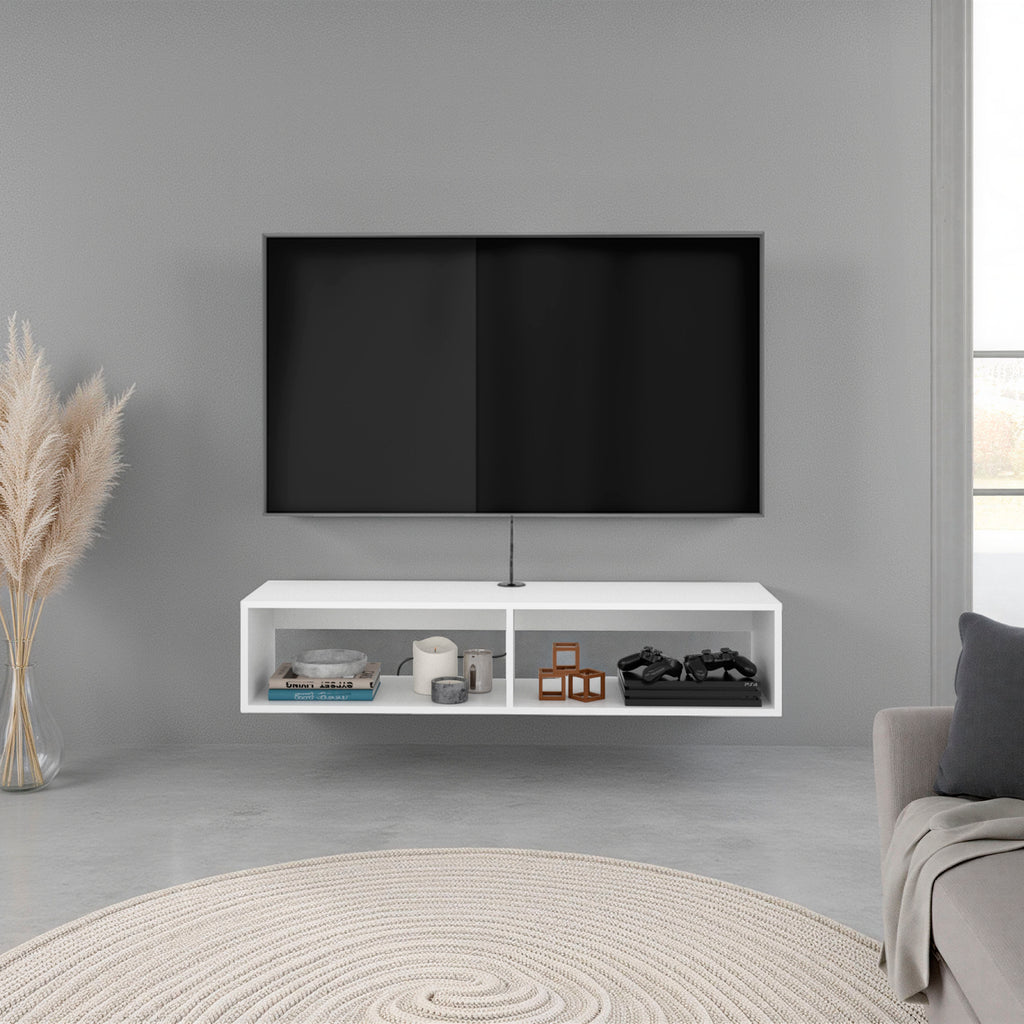 Klein FloatingTV Stand, Space-Saver Design with Functional Shelves, White