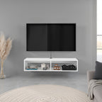 Klein FloatingTV Stand, Space-Saver Design with Functional Shelves, White