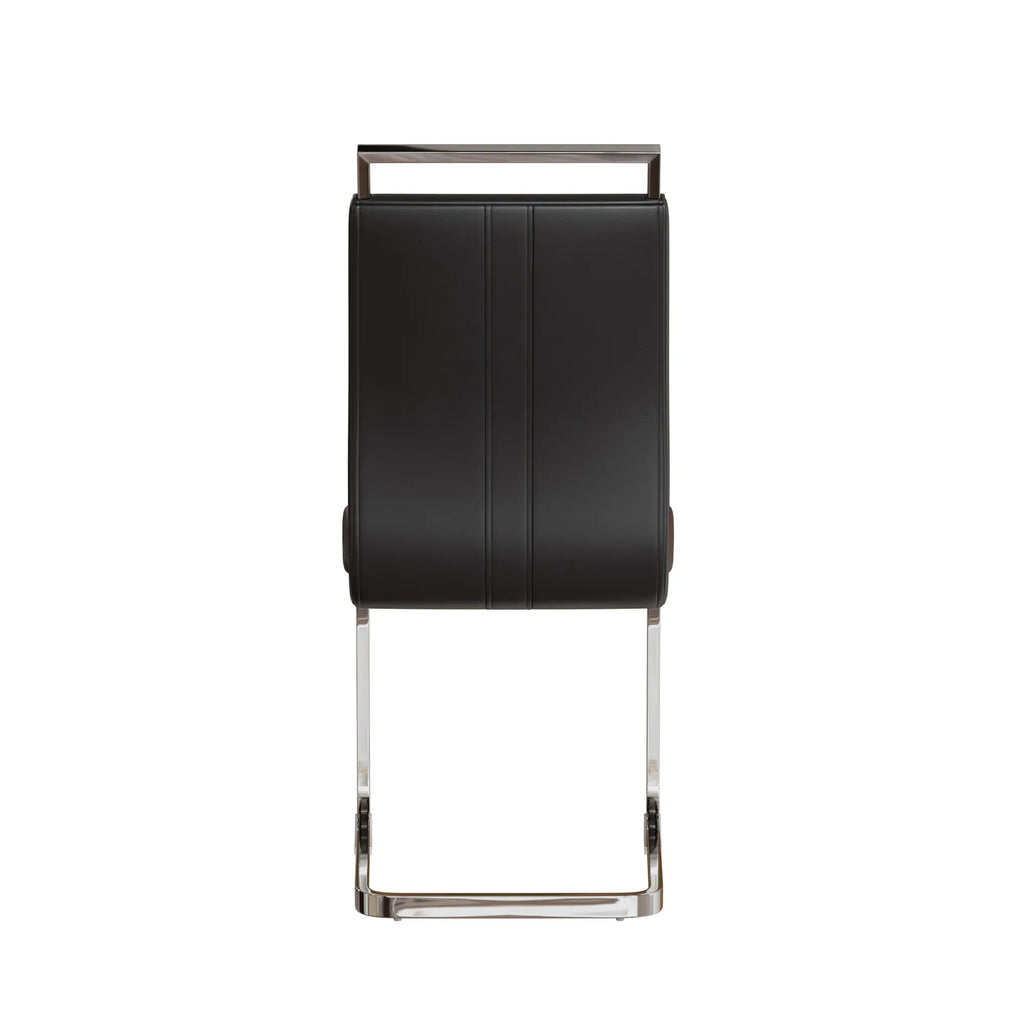 Modern Dining Chairs,PU Faux Leather High Back Upholstered Side Chair with C-shaped Tube plating Metal Legs for Dining Room Kitchen Vanity Patio Club Guest Office Chair (Set of 4) (Black+PU Leather) - Eloy Royal