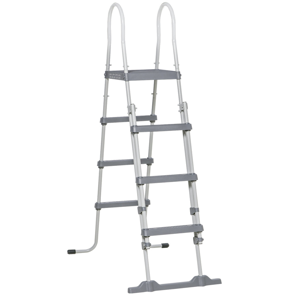 Outsunny 70' Above Ground Swimming Pool Ladder, A-Frame Deck Ladder with Top Platform, Non-slip Steps & Rounded Handrails for 48' Pool Wall Height, Gray