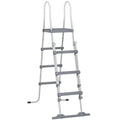 Outsunny 70' Above Ground Swimming Pool Ladder, A-Frame Deck Ladder with Top Platform, Non-slip Steps & Rounded Handrails for 48' Pool Wall Height, Gray