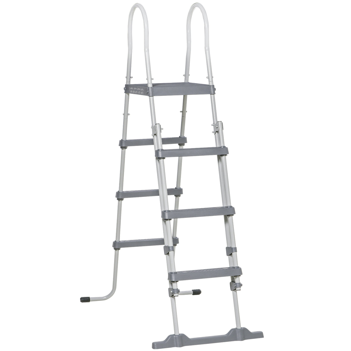 Outsunny 70' Above Ground Swimming Pool Ladder, A-Frame Deck Ladder with Top Platform, Non-slip Steps & Rounded Handrails for 48' Pool Wall Height, Gray
