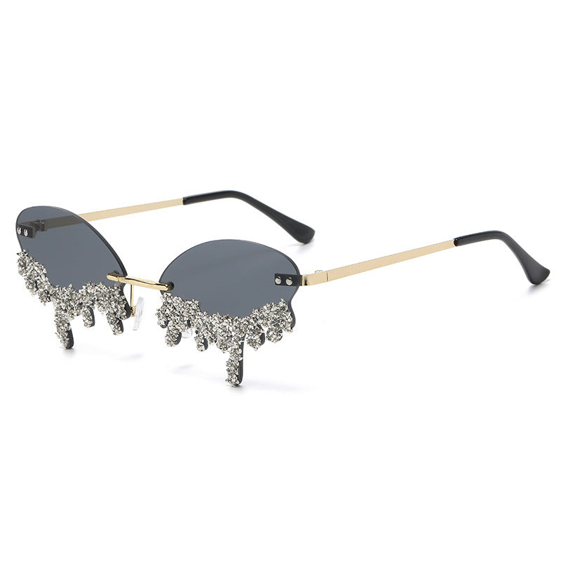 Cross-border New Arrival Frame Tears Diamond Studded By Hand Sunglasses