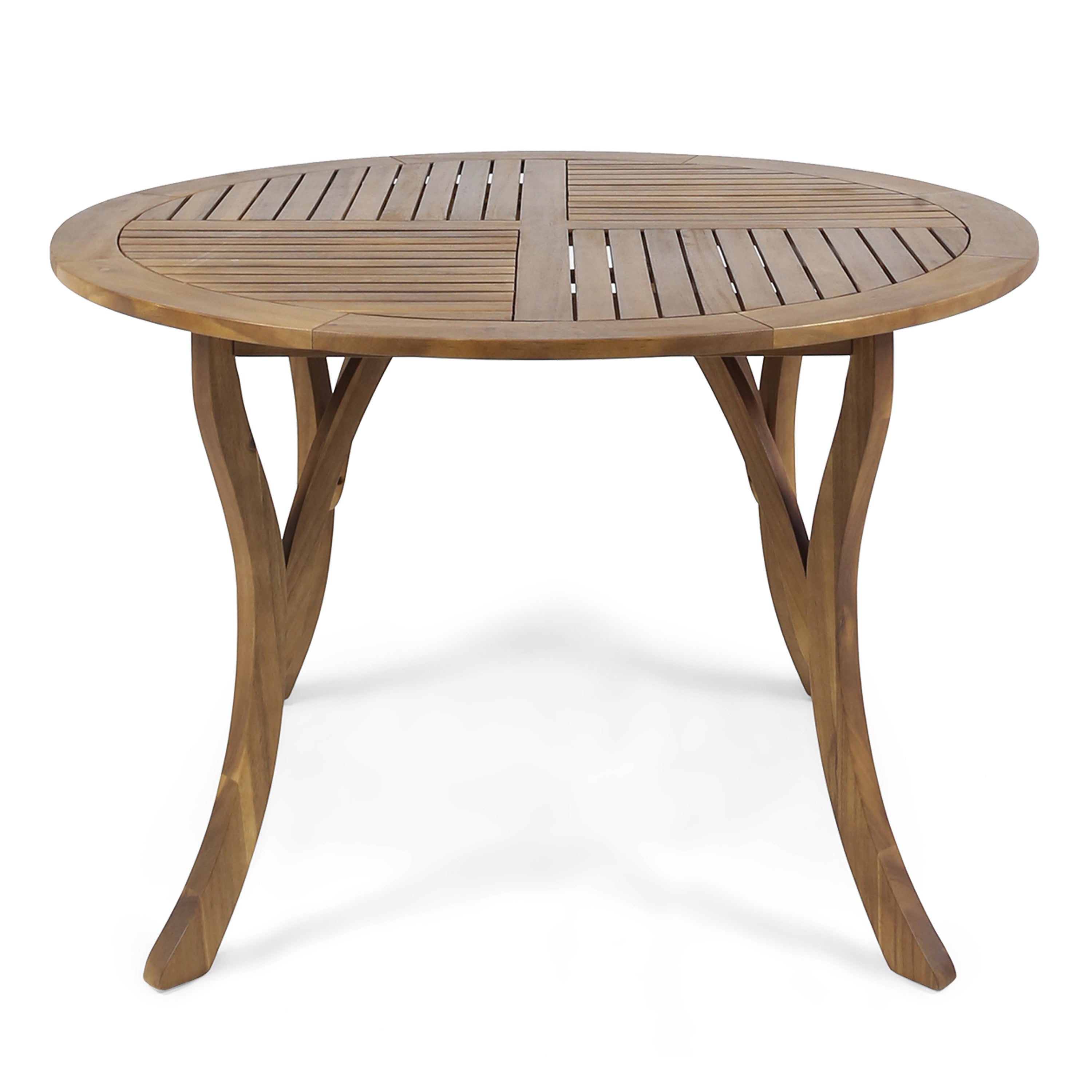 HERMOSA 47 Outdoor Acacia Wood Table with Teak Finish and Circular Design