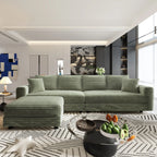 102.4 'Plush Corduroy 4-Seat Sofa,Modern Comfy Upholstered Sofa Cloud Couch,Deep Seat Couches with Soft Pillows and Movable Ottoman,Convertible Sofa Lounge Chair,for Living Room,Apartment,Office,Green - Eloy Royal