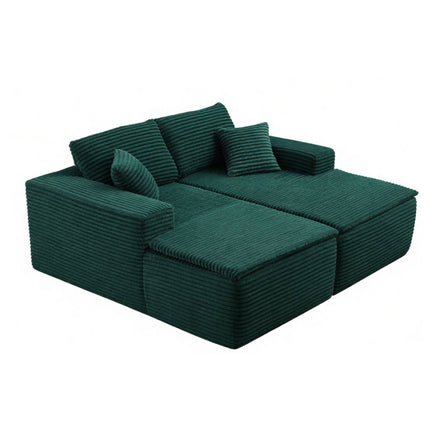 73.4' Modern Corduroy 2-Seater Recliner Sofa, Upholstered Lounge Sofa Bed with Seat Cushion