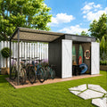 12x4 FT Metal Lean-To Shed with Pergola, 6x4 FT Outdoor Storage Shed & Hardtop Gazebo Combo, 2-in-1 Garden Tool Shed with Open Side for Patio, Backyard, Deck