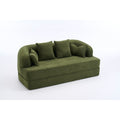 2-in-1 Foldable Sofa Bed, 70 Inch Boneless Couch Convertible Sleeper in Green with Chenille Fabric and High-Density Foam, Includes 4 Pillows
