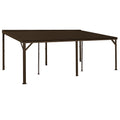 12x20FT Lean to Gazebo, Outdoor Hardtop Wall Mounted Gazebo with Sloping Galvanized Steel Roof, Upgraded Heavy Duty Mounted Shelter with Drainage System for Deck, Porch, Backyard,Brown