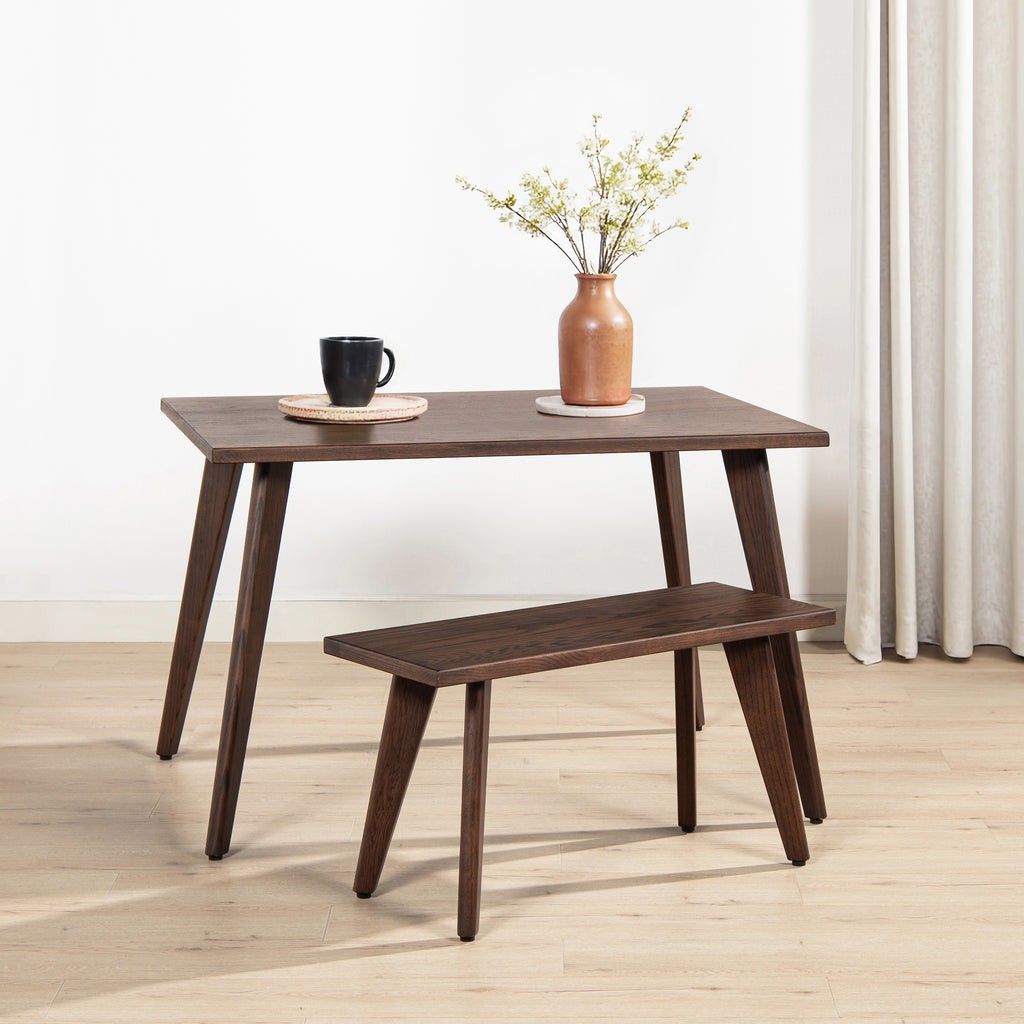 Capri 47-78.5' Solid Oak Wood 4-6 Seat Extendable Leaf Dining Table, Dark Brown Red Oak
