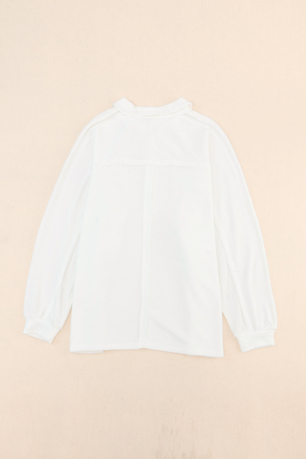 White Plus Size Long Sleeve Flap Pocket Henley Top - Eloy Royal