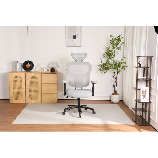 500LBS Big and Tall Office Chair Mesh Breathable,Gaming Chair with Adjustable Backrest Height & Headrest Angle & Adaptive Lumbar Lupport, Executive Computer Desk Chair with 2D Flip-Up Arms,Grey.