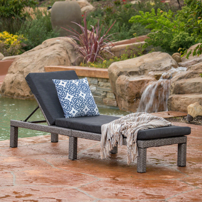 PUERTA KD CHAISE LOUNGE, MIXED BLACK FRAME WITH DARK GREY CUSHION