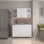 Byron Kitchen Cabinet Set, 6 Doors, 9 Shelves, White - Kitchen