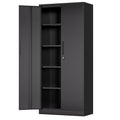 71'H Metal Garage Storage Cabinet, Black Tool Steel Locking Cabinet with Doors and 4 Shelves, Tall Cabinets for Garage Storage Systems Lockable File Cabinet for Home Office, Classroom/Pantry