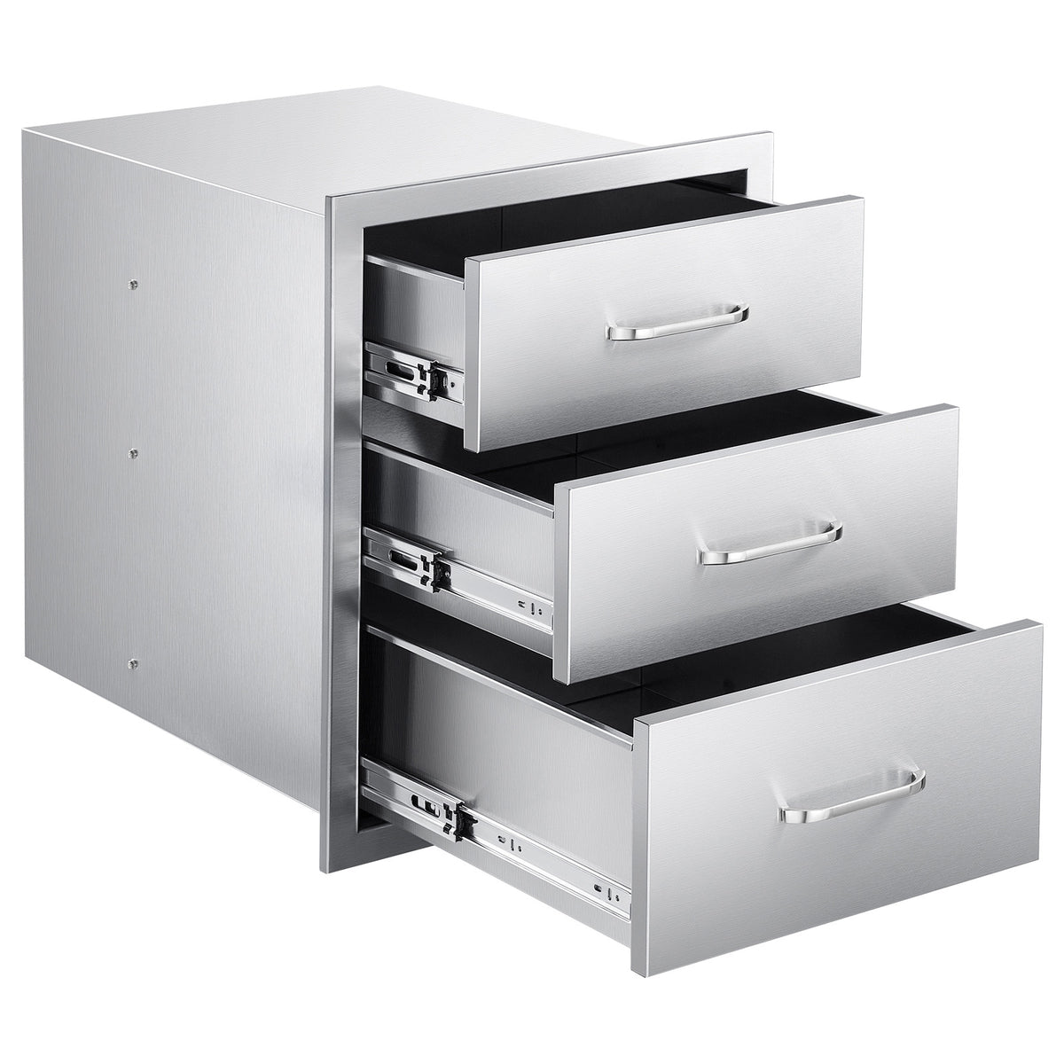 Outdoor Kitchen Drawers 18.11'W x 23.23'D x 23.23'H, Triple-Access Stainless Steel BBQ Drawers with Handles, BBQ Island Drawer for Outdoor Kitchens or Barbeque Island Patio Grill Station