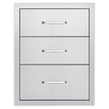 Outdoor Kitchen Drawers 18.11' W x 23.23' D x 23.23' H, Triple-Access Stainless Steel Modular Drawer Cabinet with Handles, BBQ Island Drawer for Outdoor Kitchen or BBQ Island Patio Grill Station