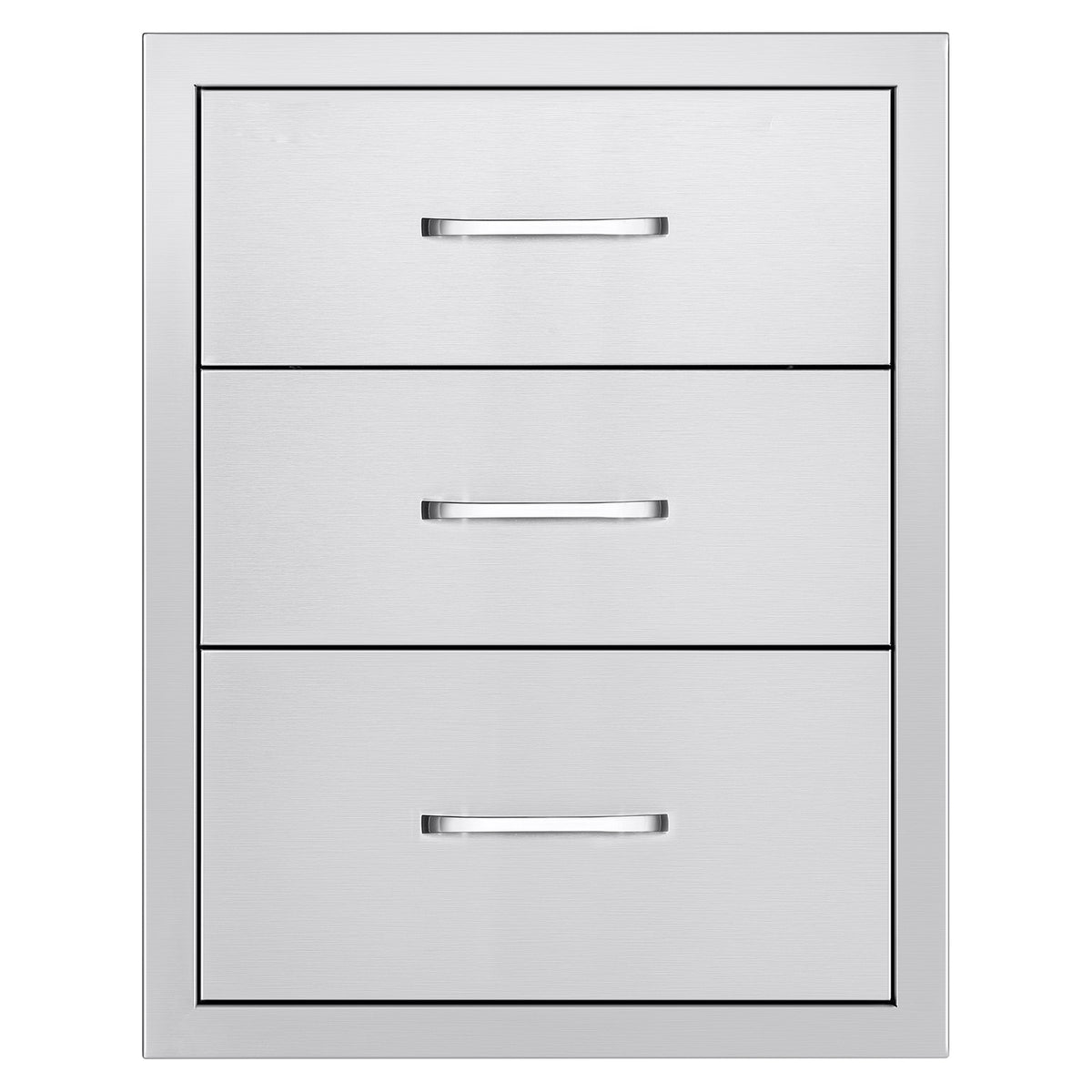 Outdoor Kitchen Drawers 18.11' W x 23.23' D x 23.23' H, Triple-Access Stainless Steel Modular Drawer Cabinet with Handles, BBQ Island Drawer for Outdoor Kitchen or BBQ Island Patio Grill Station