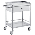 VEVOR Medical Cart, 2-Layer Stainless Steel Cart 220 lbs Weight Capacity, Lab Utility Cart with 360° Silent Wheels and a Drawer for Lab, Clinic, Kitchen, Salon