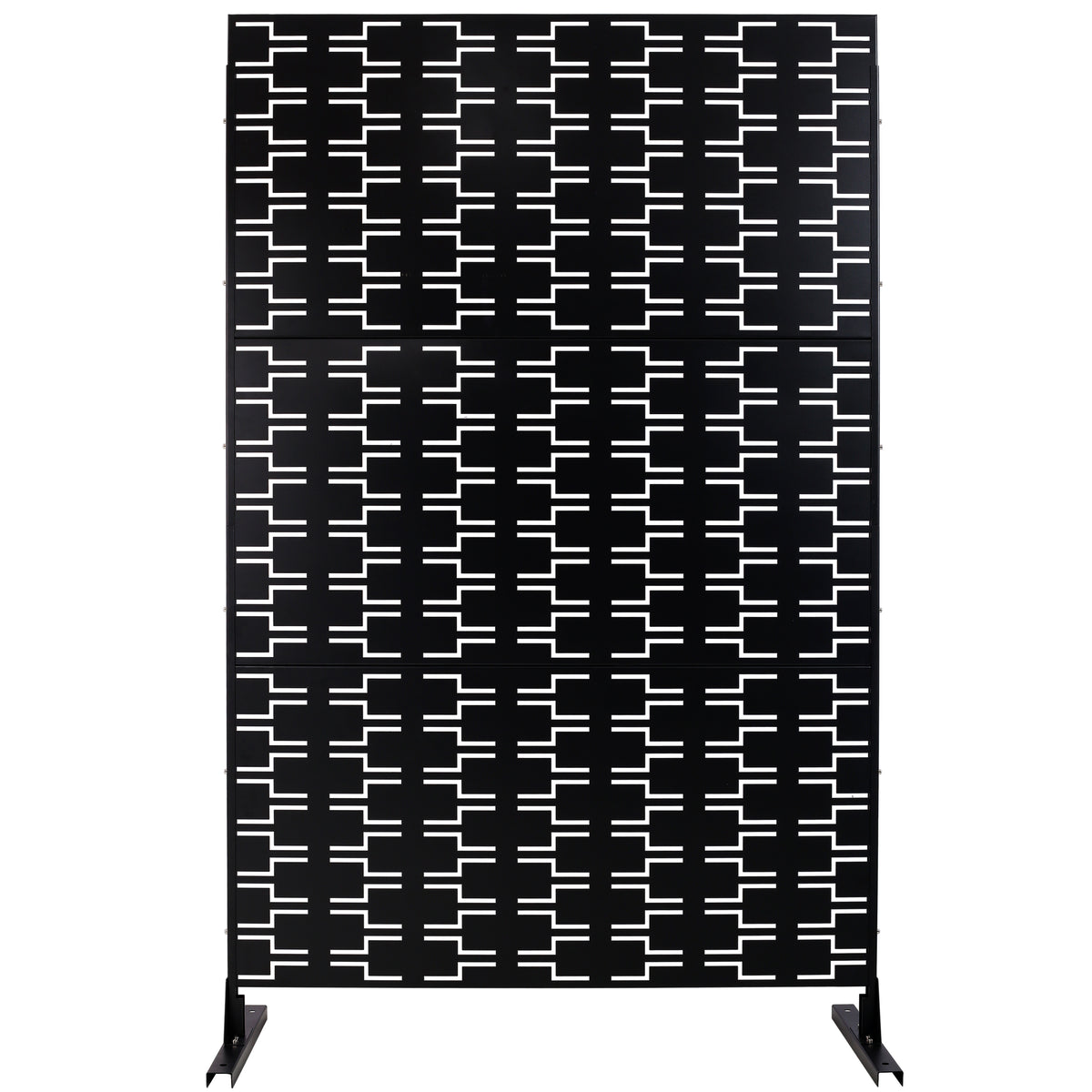 Outdoor & Indoor Privacy Screen Metal Privacy Screen 76' H×48' W, Freestanding Decorative Privacy Screen for Deck Balcony Patio, Privacy Fence Panels for Outside Lawn Garden PS112 BLACK