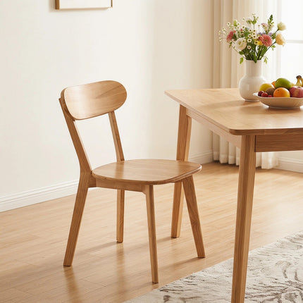 100% Solid Wood Dining Chairs, Mid Century Modern Dining Chairs with Curved Backrest, Kitchen Chair with Adjustable Foot Pads for Dining Room, Kitchen, Living Room, Study (1PK, Natural Wood Color)