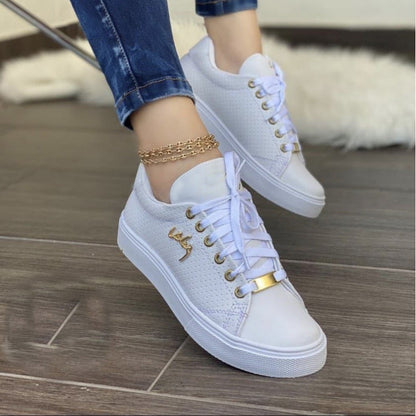 Women Flat Sneakers Breathable Lace-up Shoes For Girls - Eloy Royal