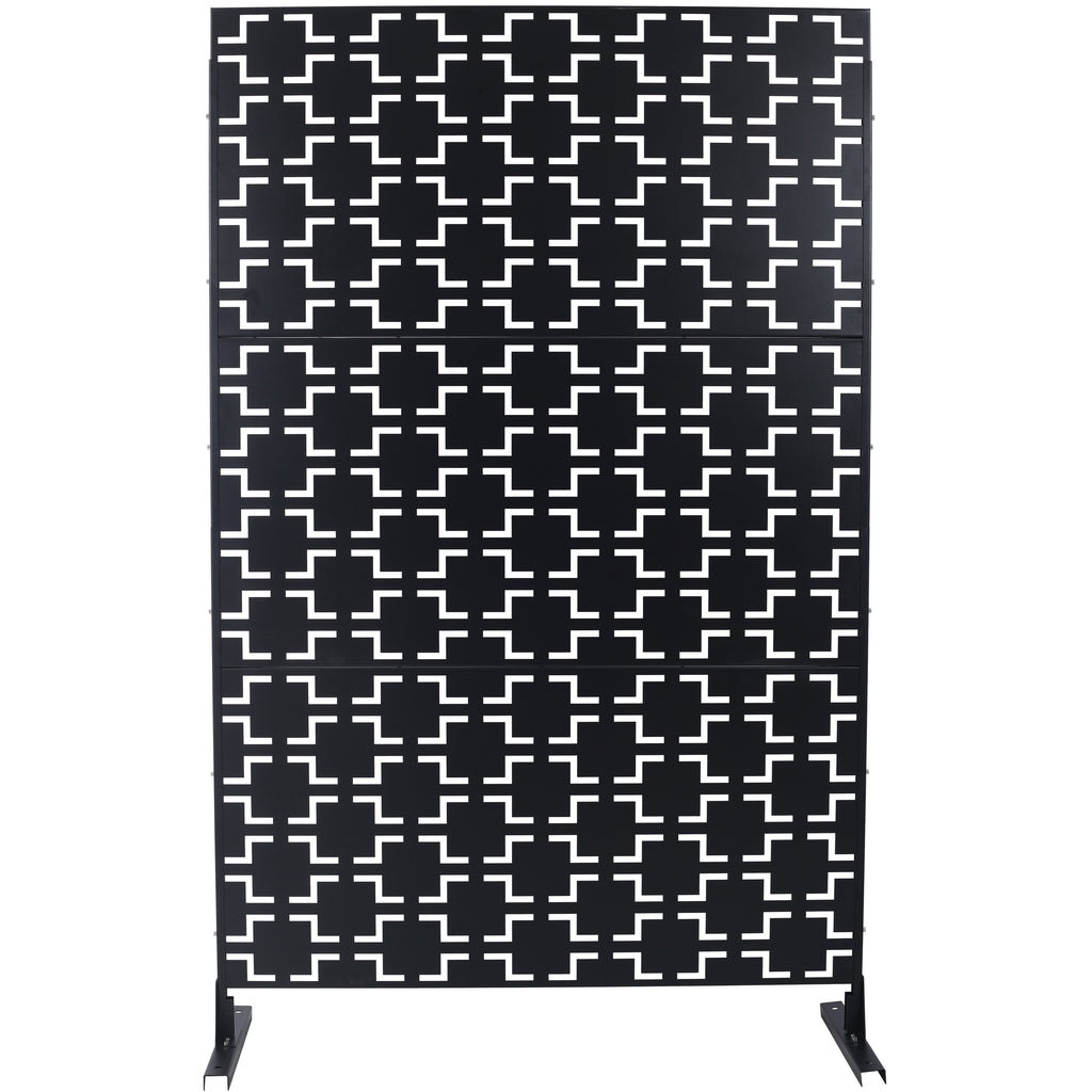 Outdoor & Indoor Privacy Screen Metal Privacy Screen 76' H×48' W, Freestanding Decorative Privacy Screen for Deck Balcony Patio, Privacy Fence Panels for Outside Lawn Garden PS105 BLACK