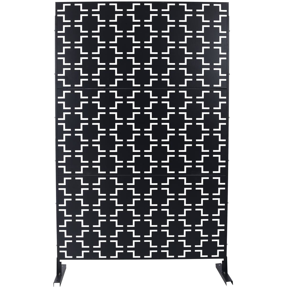 Outdoor & Indoor Privacy Screen Metal Privacy Screen 76' H×48' W, Freestanding Decorative Privacy Screen for Deck Balcony Patio, Privacy Fence Panels for Outside Lawn Garden PS105 BLACK