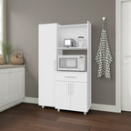 Satilla Kitchen Storage Cabinet with Shelves and Storage Drawer, White