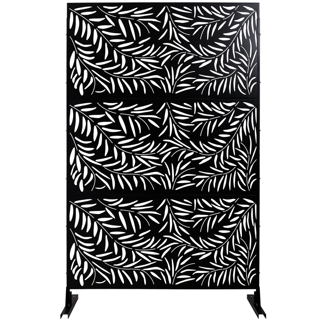 Outdoor & Indoor Privacy Screen Metal Privacy Screen 76' H×48' W, Freestanding Decorative Privacy Screen for Deck Balcony Patio, Privacy Fence Panels for Outside Lawn Garden PS119 BLACK